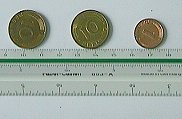 Coins at a ruler